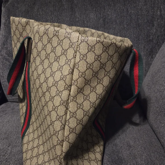 Tender GG Supreme Monogram Textured Dollar Calfskin Web Tote. - Picture 4 of 14
